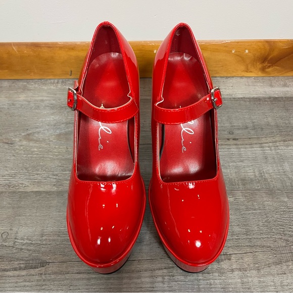 Ellie Chunky Platform Red Mary Jane High Heels 8 Bratz Y2k Grunge Disco Retro - Picture 4 of 8